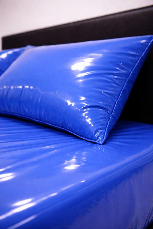Deep Blue Shiny Nylon Bed Sheet Set with Gloss Finish