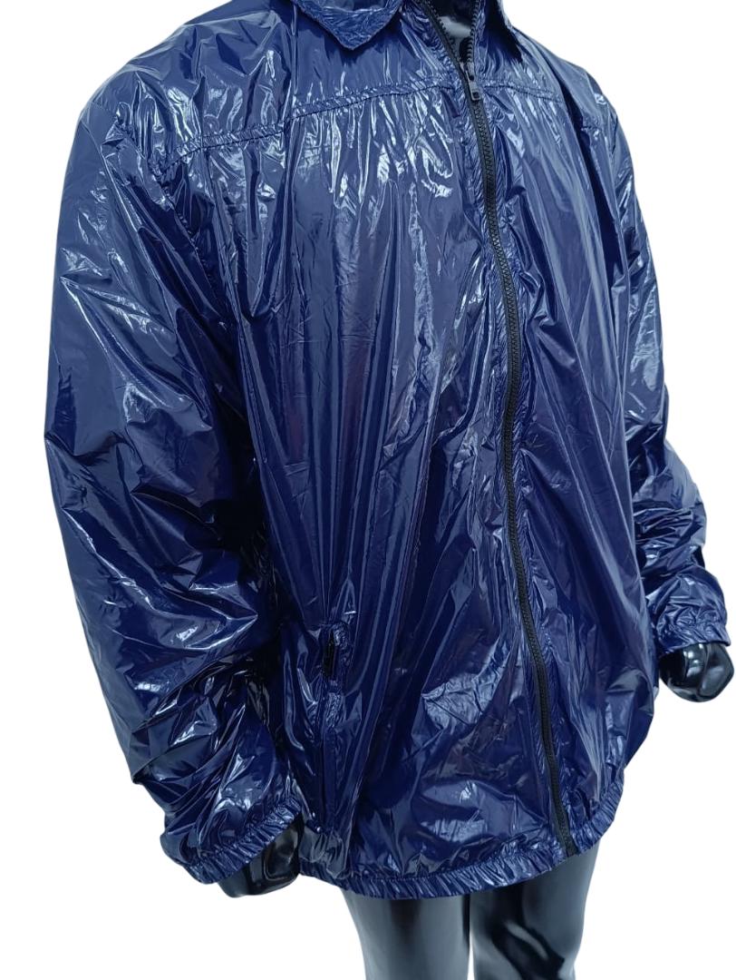 Black Blue Shiny Jacket Lightweight Winter Wear