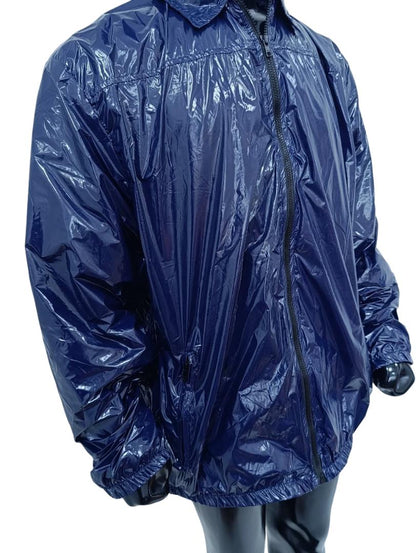 Black Blue Shiny Jacket Lightweight Winter Wear