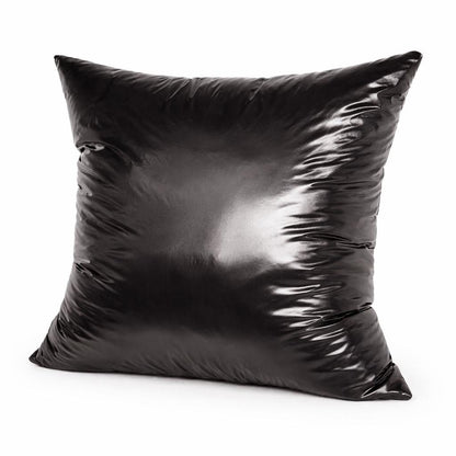 Glossy Black Nylon Pillow  Shiny Quilted Decorative Cushion