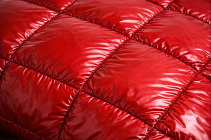 Glossy Burgundy Puffer Duvet Set Quilted Shiny Comforter with Matching Pillows