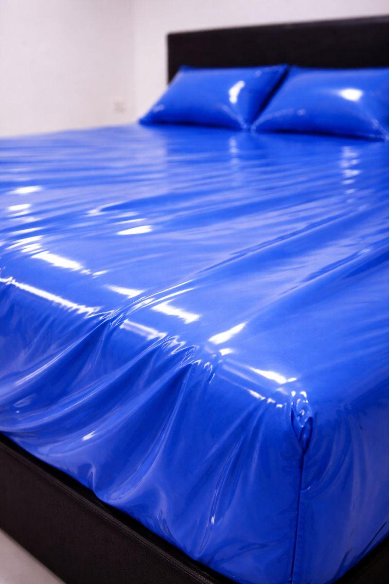 Deep Blue Shiny Nylon Bed Sheet Set with Gloss Finish