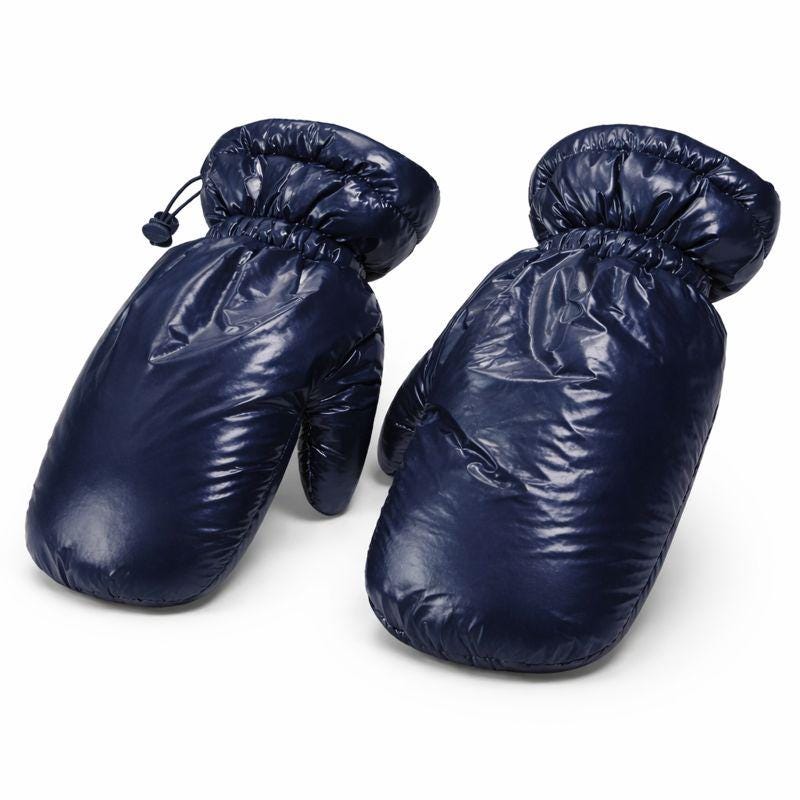 Navy Blue Quilted Padded Mittens with Drawstring Wrist
