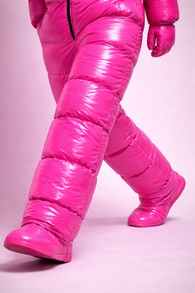 Glossy Nylon Jacket & Pants Set Luxury Winter Outfit