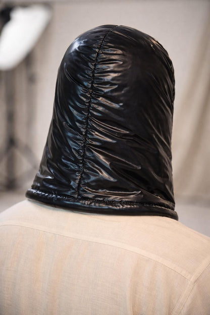 Shiny Black Nylon Puffer Face Mask