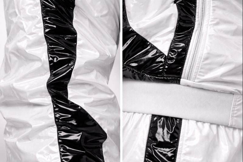 Men’s Shiny PVC Tracksuit Black & White Gloss Set
