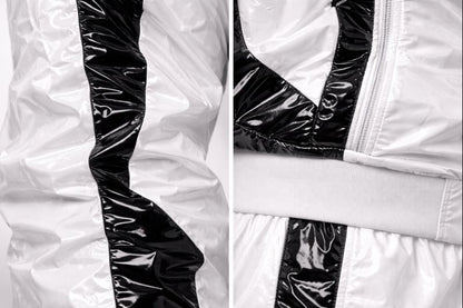 Men’s Shiny PVC Tracksuit Black & White Gloss Set
