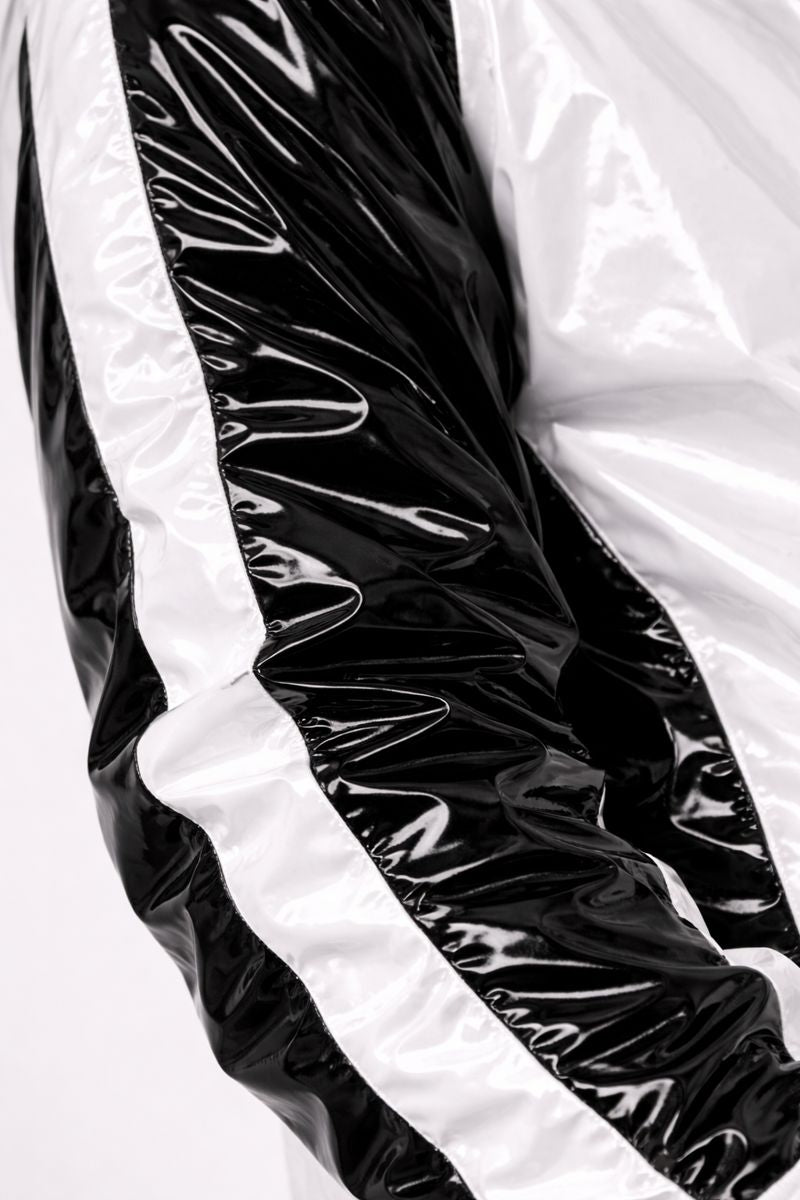 Men’s Shiny PVC Tracksuit Black & White Gloss Set