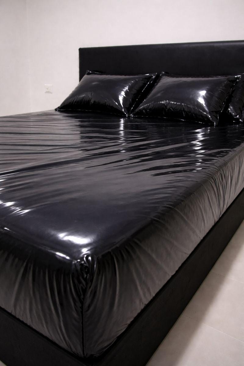Black Shiny Nylon Bed Sheet Set