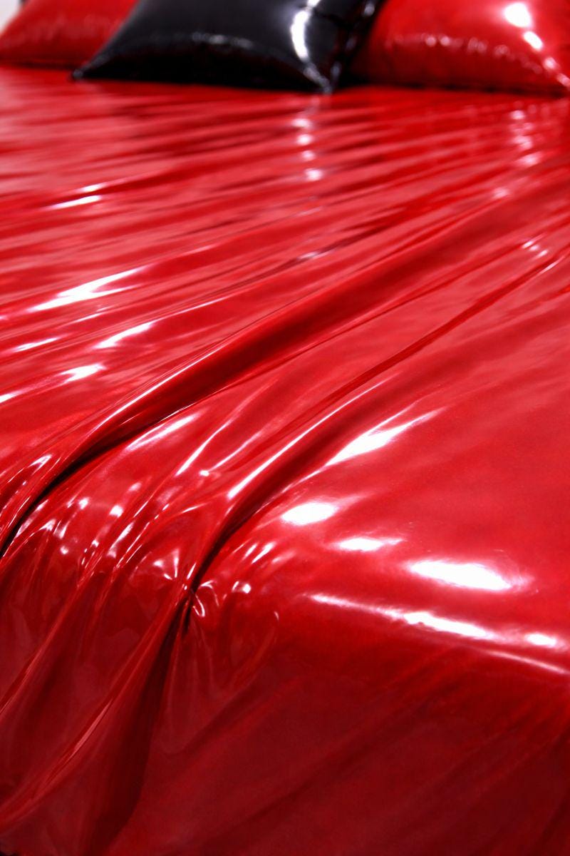 Red Shiny Nylon Bed Sheet Set with Gloss Finish