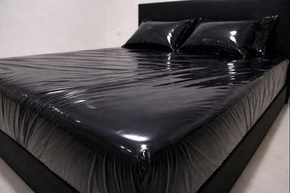 Black Shiny Nylon Bed Sheet Set
