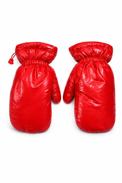 Navy Blue Quilted Padded Mittens with Drawstring Wrist
