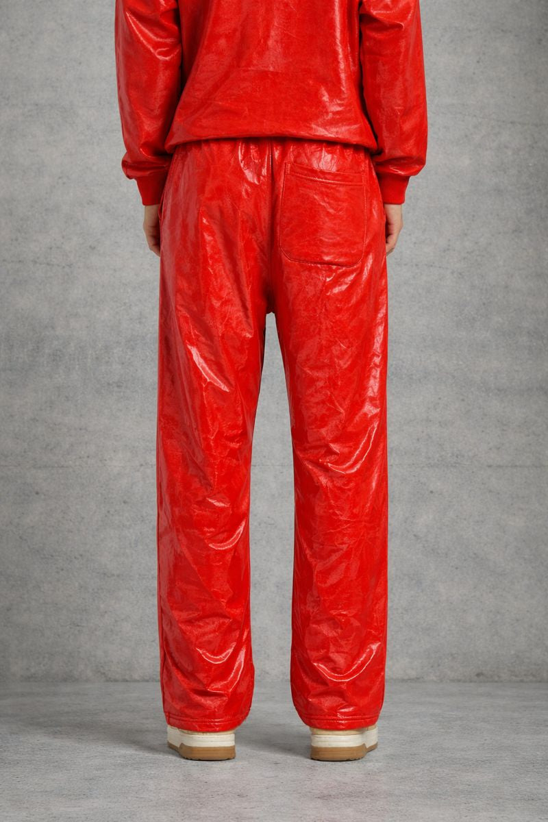 Shiny Red PVC Hooded Tracksuit Wet Look Fashion Outfit