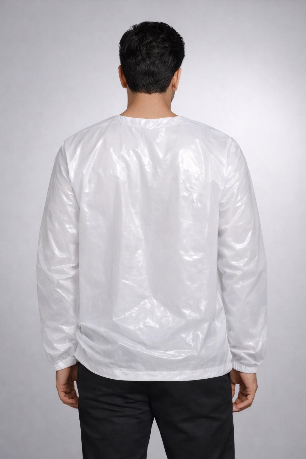 Shiny White Nylon Pullover Shirt  Lightweight