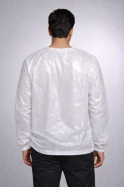 Shiny White Nylon Pullover Shirt  Lightweight