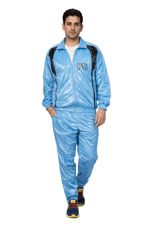 Sky Blue  Shiny Nylon Rain Suit Set