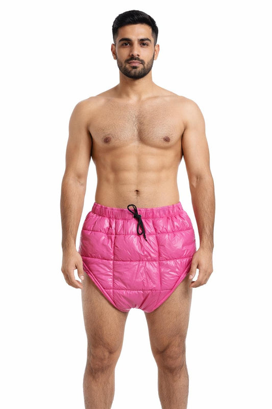 Patent Nylon High-Waist Underwear with Snap Fasteners