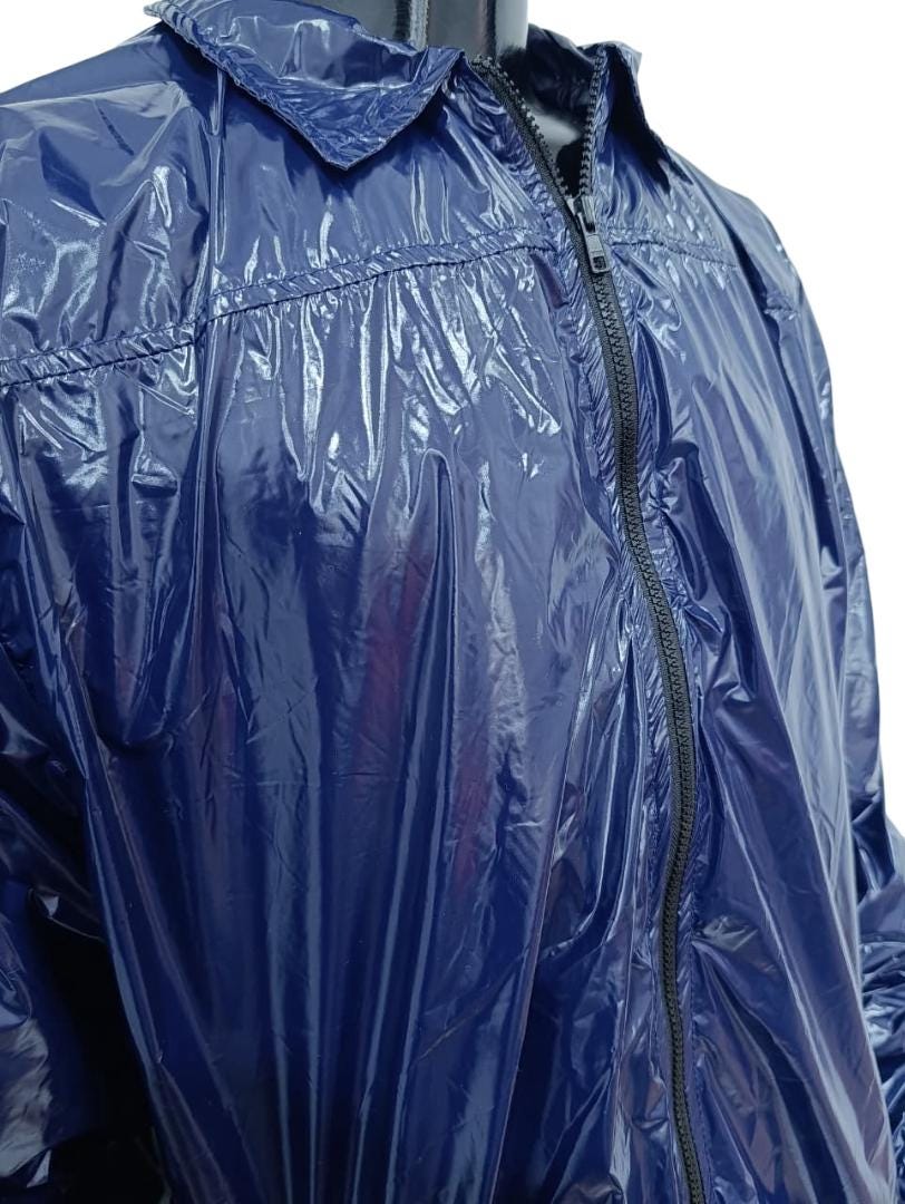 Black Blue Shiny Jacket Lightweight Winter Wear