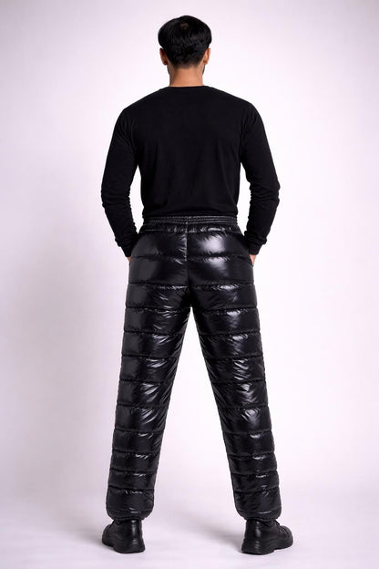 Men’s Black Shiny Puffer Pants