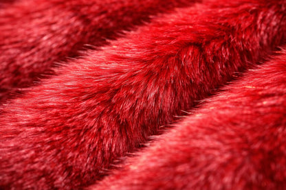 Red Faux Fur Hooded Jumpsuit Full Body Plush Winter Onesie