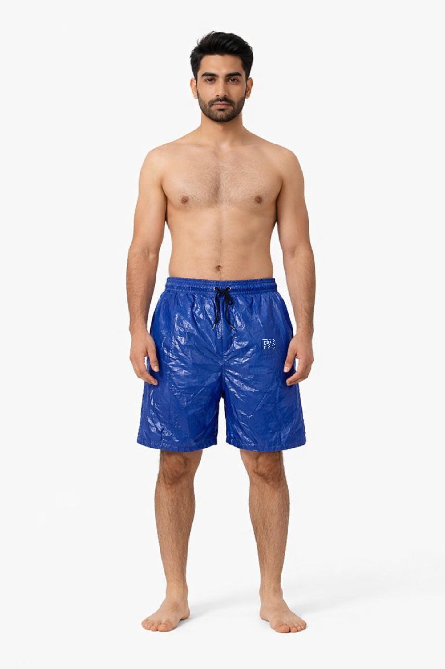 Men’s Royal Blue Shiny Nylon  Shorts