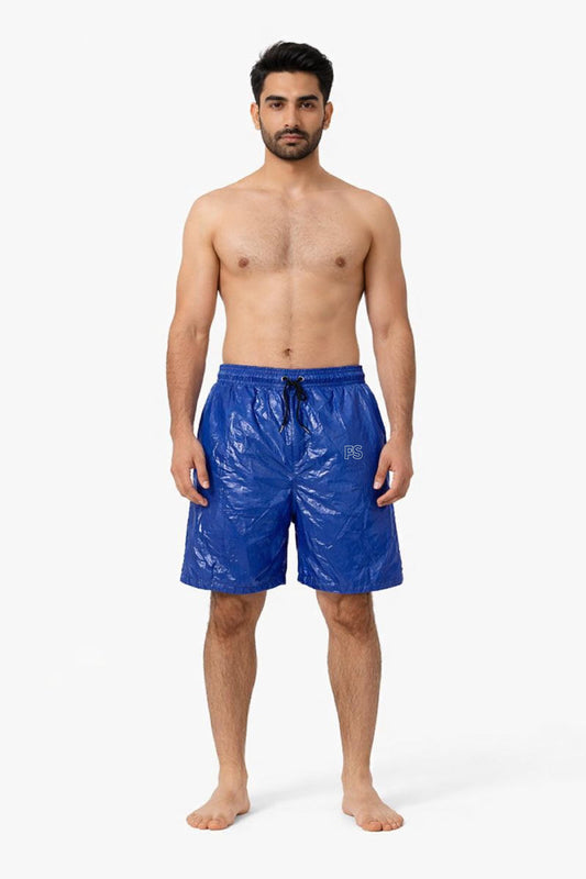 Men’s Royal Blue Shiny Nylon  Shorts