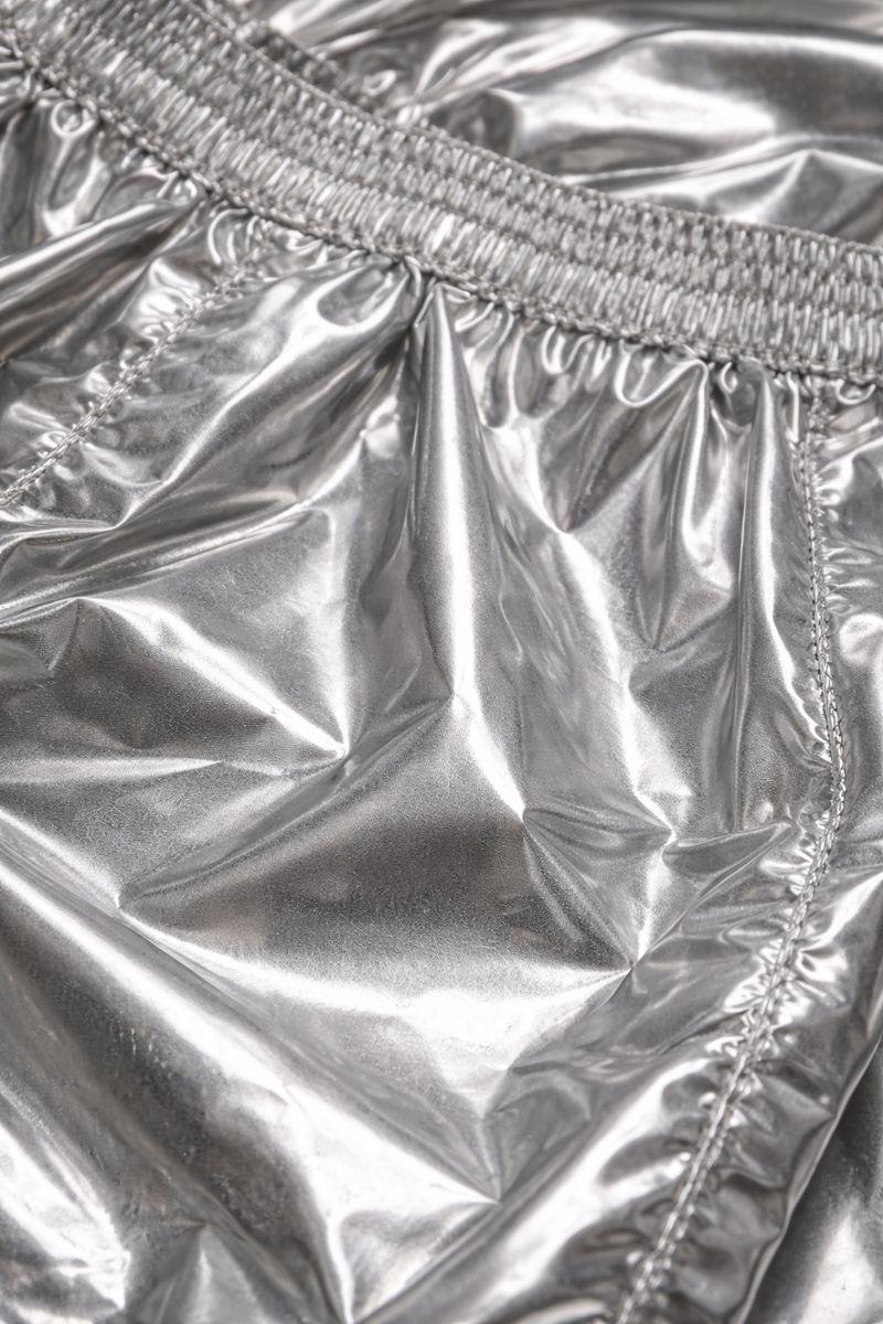 Shiny Silver Nylon Lightweight T-Shirt & Shorts Set