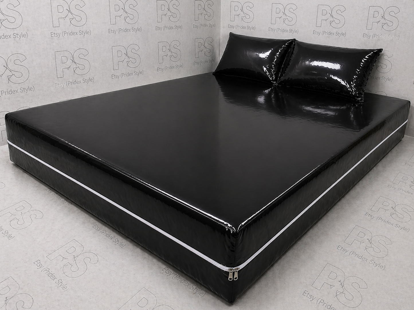 Black Shiny Nylon Mattress Cover Set