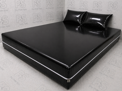 Black Shiny Nylon Mattress Cover Set
