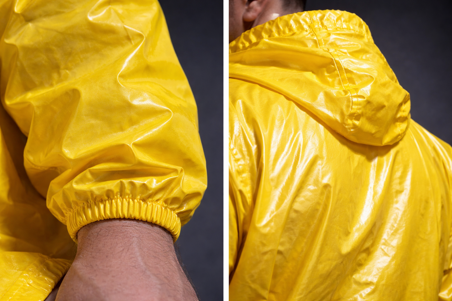 Men’s Yellow Shiny Nylon Raincoat  Waterproof Poncho Jacket