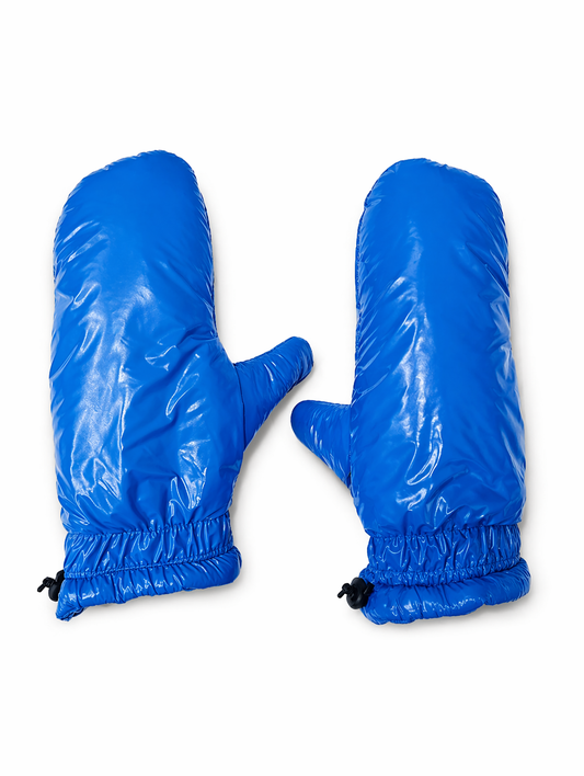 Royal Blue Puffy Mittens with Drawstring Cuffs