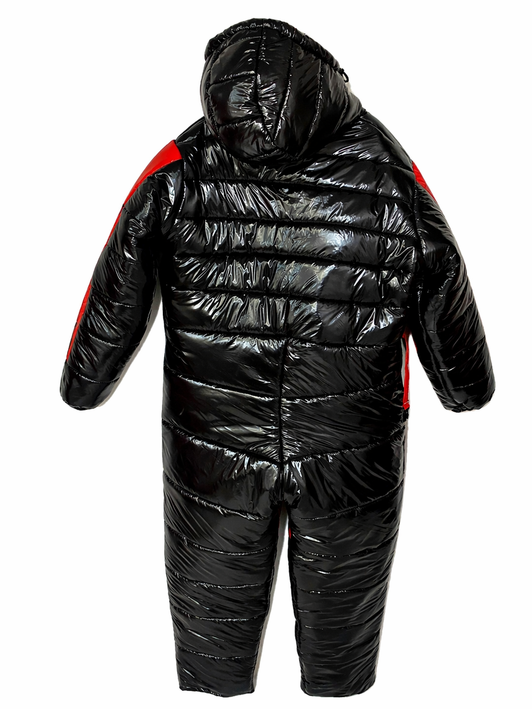 Black & Red Shiny Nylon One Piece Snowsuit