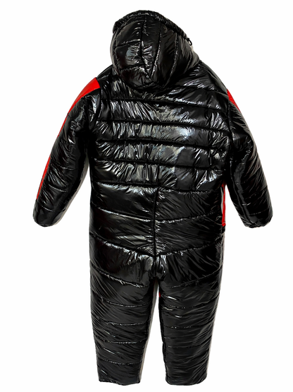 Black & Red Shiny Nylon One Piece Snowsuit
