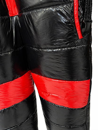 Black & Red Shiny Nylon One Piece Snowsuit