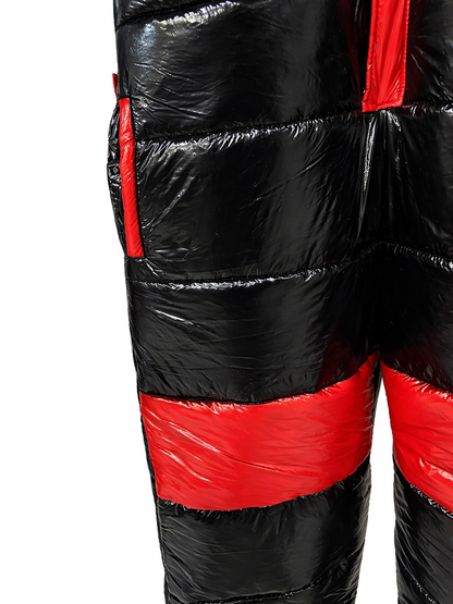 Black & Red Shiny Nylon One Piece Snowsuit