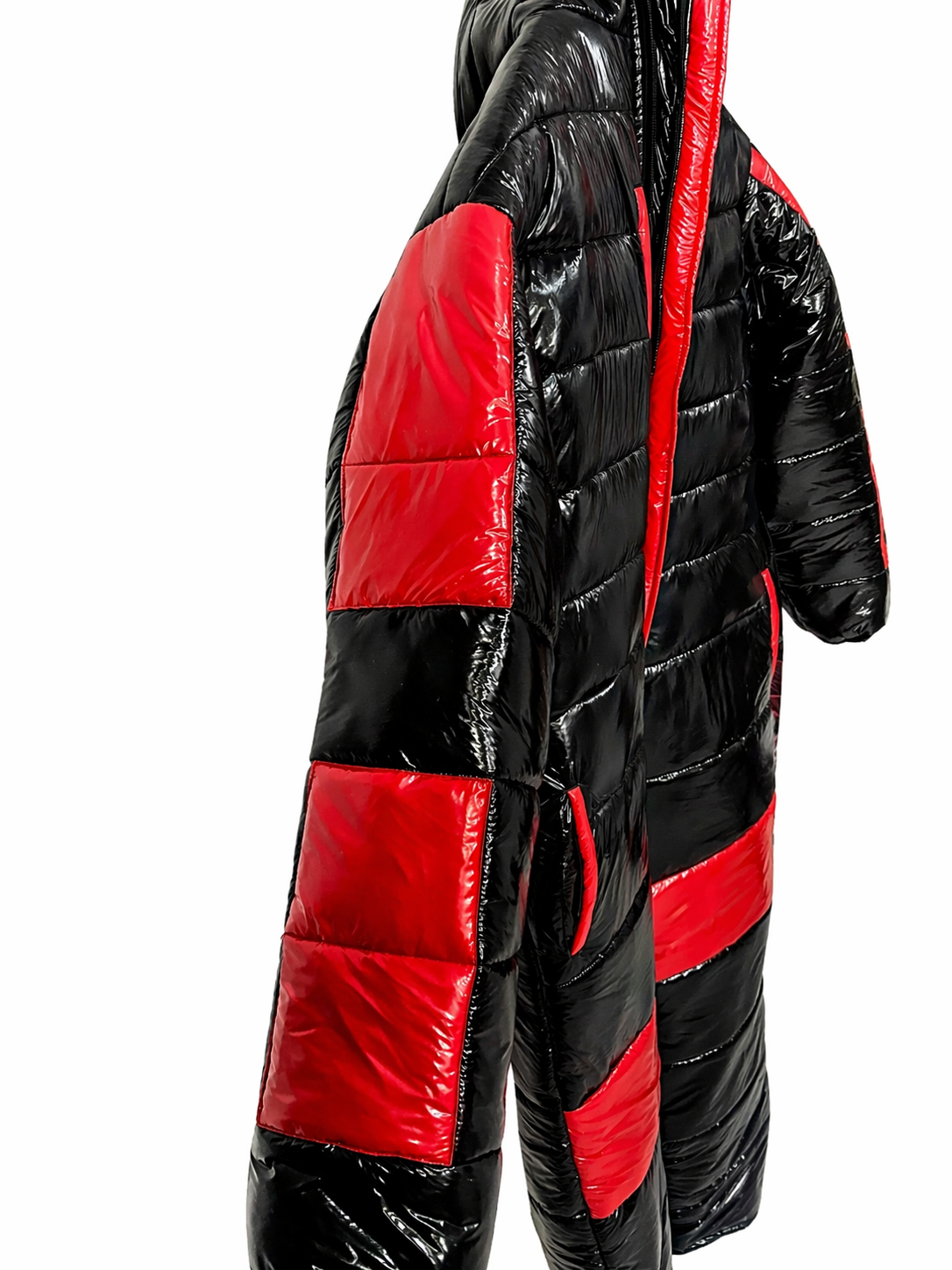 Black & Red Shiny Nylon One Piece Snowsuit