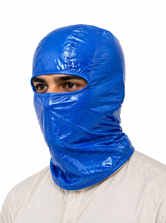 Glossy Blue Quilted Full Head Balaclava