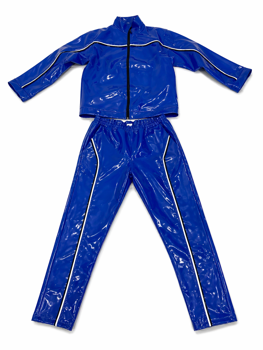 PVC Nylon Tracksuit Cobalt Blue Gloss Set