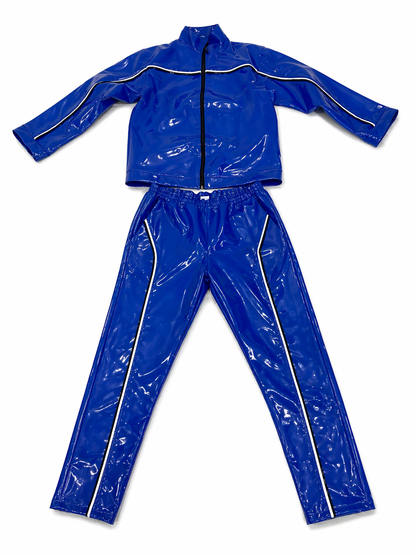 PVC Nylon Tracksuit Cobalt Blue Gloss Set