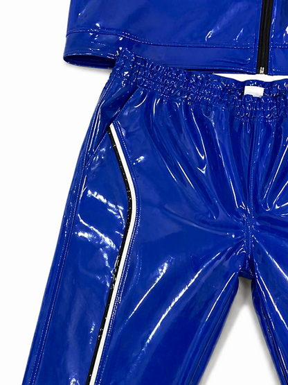 PVC Nylon Tracksuit Cobalt Blue Gloss Set