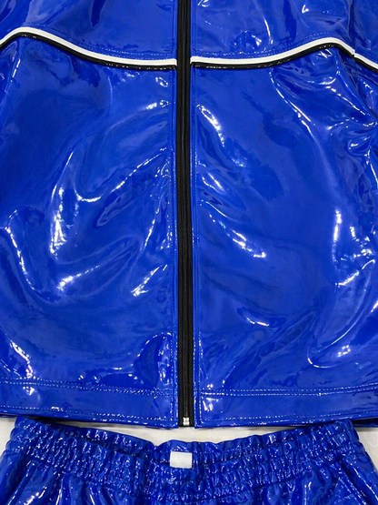 PVC Nylon Tracksuit Cobalt Blue Gloss Set