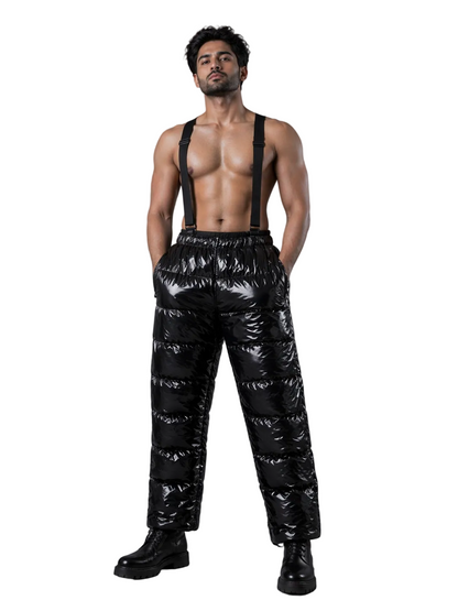 Men’s Red Shiny Nylon Cargo Track Pants