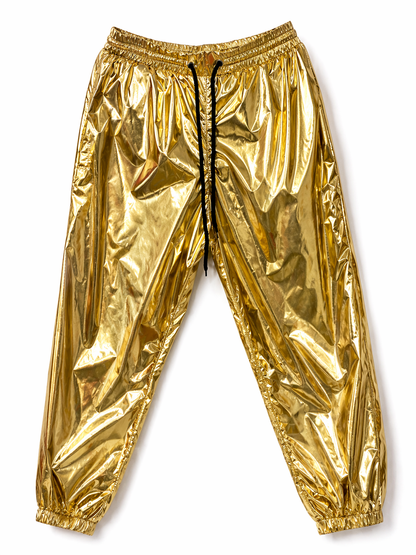 Gold Shiny Nylon Hooded Tracksuit
