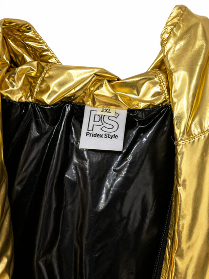 Gold Shiny Nylon Hooded Tracksuit