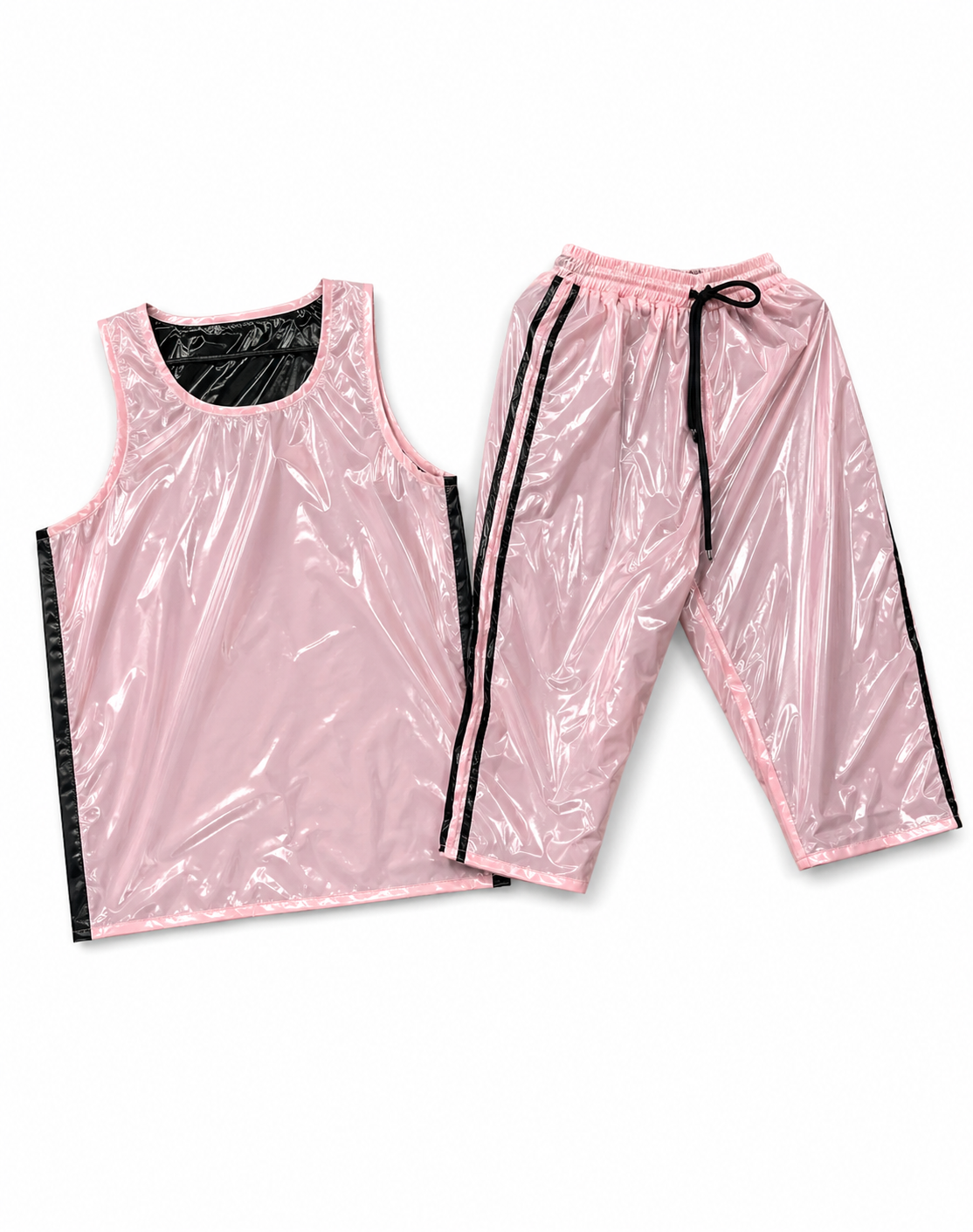 Shiny Nylon Athletic Lightweight Tank Top & Shorts Set