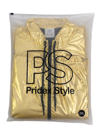 Gold Shiny Nylon Hooded Tracksuit