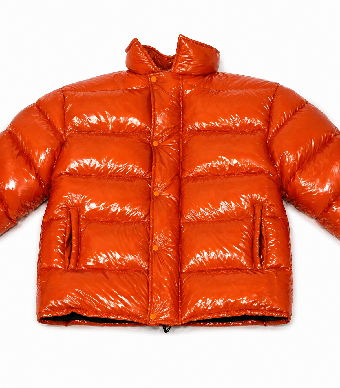 Oversized Red Shiny Puffer Glossy Padded Jacket & Wide-Leg Trousers set
