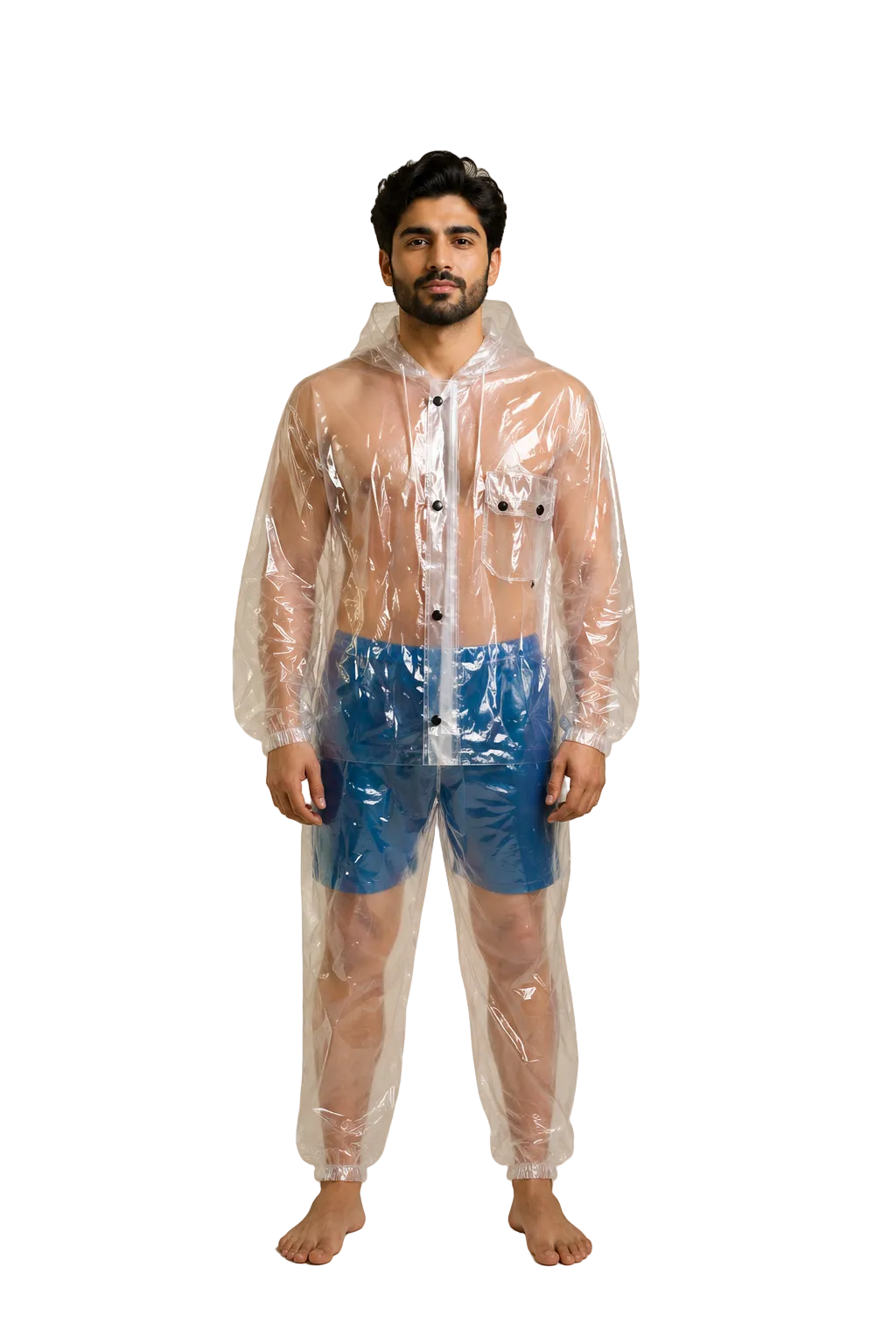 PVC Hooded Jacket with Transparent Pants Set