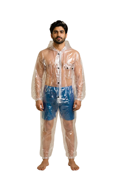 PVC Hooded Jacket with Transparent Pants Set