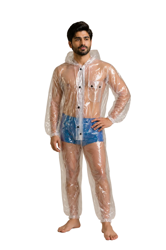PVC Hooded Jacket with Transparent Pants Set